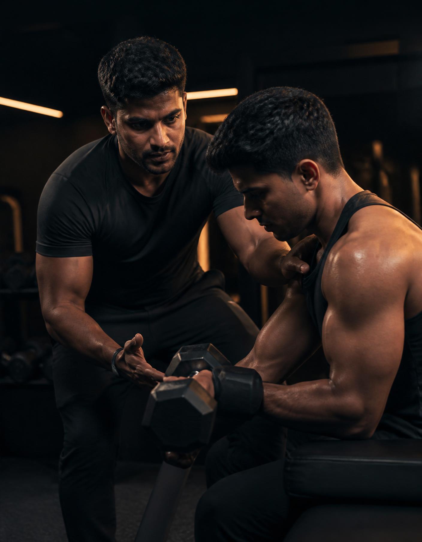 Trainer coaching an athlete